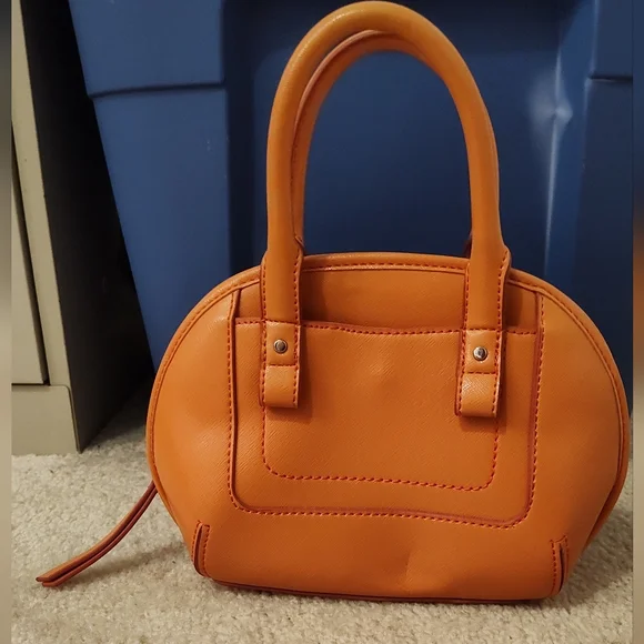 Nine West Shoulder Crossbody Bag Purse Hand Bag, Orange, Faux Leather - Picture 1 of 11